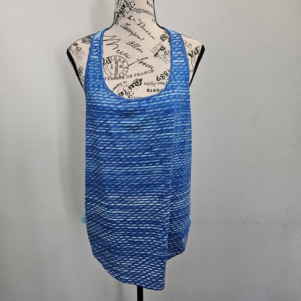 Under Armour Womens Large Tank Top Blue Twisted Racerback Back Gym Performance